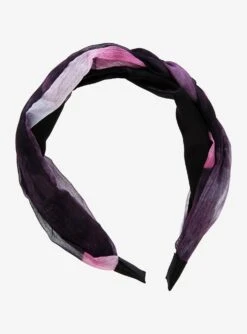 Purple Tie-Dye Braided Chiffon Headband for Women