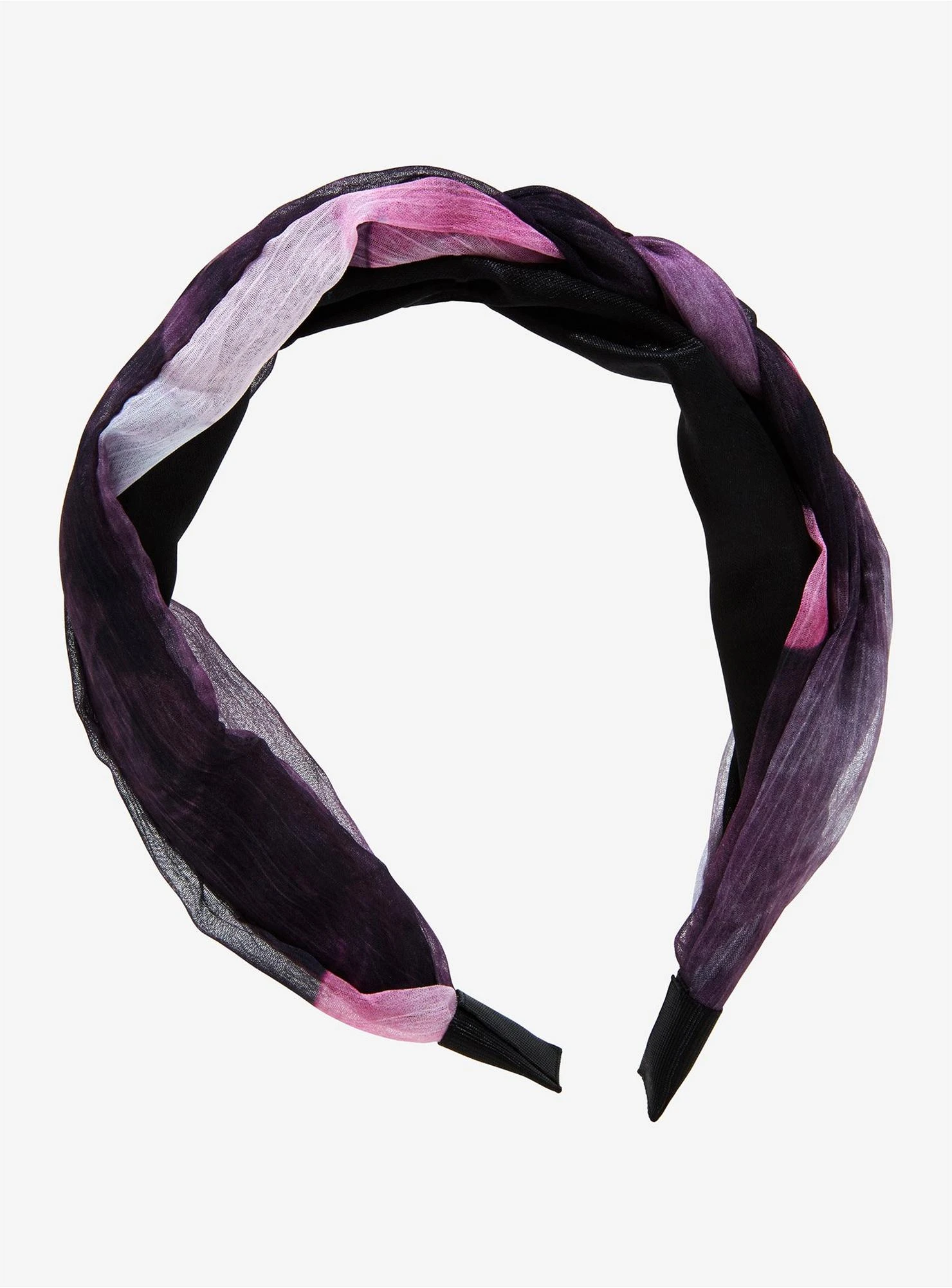 Purple Tie-Dye Braided Chiffon Headband for Women 1 Purple Tie-Dye Braided Chiffon Headband for Women
