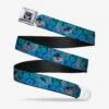 Disney Lilo & Stitch Expressions Hibiscus Collage Green Blue Fade Seatbelt Belt