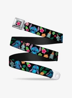 Disney Lilo & Stitch Scrump Poses Tropical Flora Seatbelt Belt