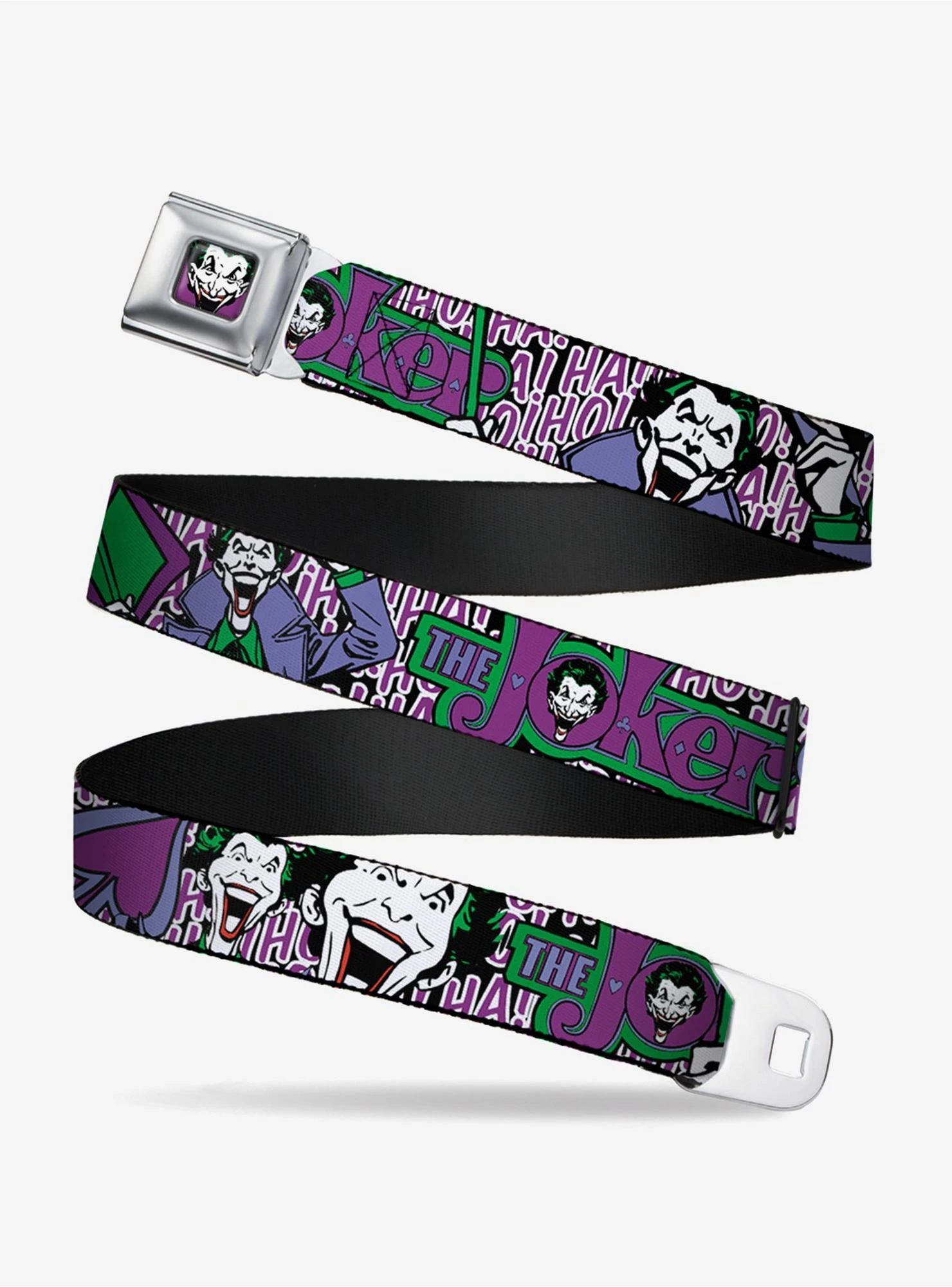 DC Comics The Joker Face Logo Spades Youth Seatbelt Belt 1 DC Comics The Joker Face Logo Spades Youth Seatbelt Belt