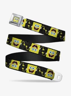 Spongebob Squarepants Pose Flip Camo Grey And BlackYouth Seatbelt Belt
