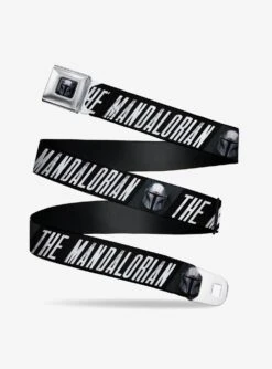 Star Wars The Mandalorian Text & Helmet Icon Seatbelt Belt