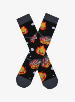 Studio Ghibli Howl's Moving Castle Calcifer Cooking Eggs & Bacon Crew Socks - BoxLunch Exclusive